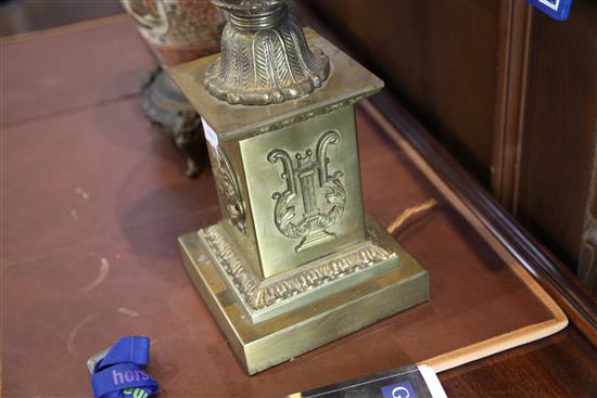 A pair of French Empire style brass table lamps, 2ft 5ins high